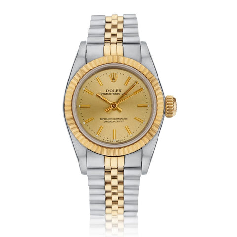 Rolex Ladies Oyster Perpetual No Date 26mm in Steel and 18kt Yellow Gold.Ref:67193