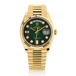 Rolex Day-Date 36. 18kt Yellow Gold with Green Ombre Diamond Dial. Ref:128238