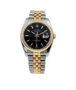 Rolex Oyster Perpetual Two-Tone Datejust Black Dial 36MM Watch