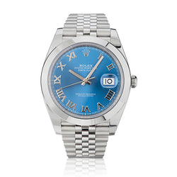 Rolex Oyster Perpetual Datejust II Blue Roman Dial Watch