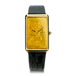 Unique Large Corum Ingot Wafer 15 Gram Wristwatch. 18kt Yellow Gold.