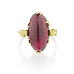 Vintage Marquise Cut Garnet and Yellow Diamond Ring. 14kt Y/G