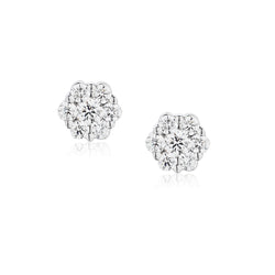 18kt White Gold Cluster Diamond Studs. 1.15ct Tw
