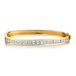 Ladies 18kt Yellow Gold Diamond Square Hinged Bangle / Bracelet