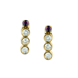 18kt Yellow Gold Ruby and Diamond Drop / Pendant Earrings
