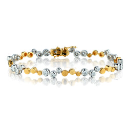 18kt Yellow and White Gold Diamond Bubble Bracelet. 24 x 1.0ct Tw