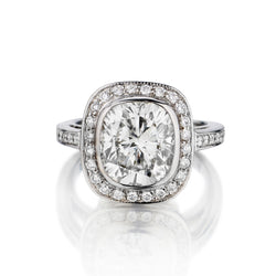 Ladies 18kt White Gold Diamond Ring. 4.02ct Cushion Cut Diamond.