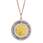 Large Liberty 5 Dollar Coin and Sapphire Pendant.