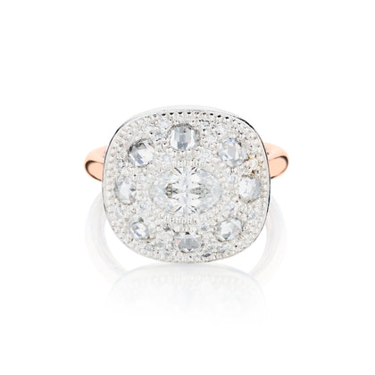 Vintage Inspired Diamond Ring in Platinum. Shank 18kt Rose Gold