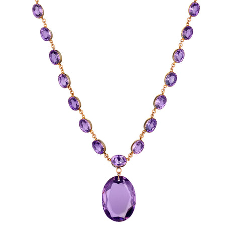 Vintage 9kt Yellow Gold  Amethyst Necklace