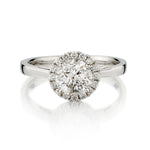 18kt White Gold Diamond Ring With Halo. 1.13 Brilliant Cut