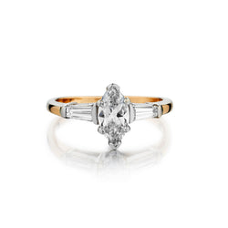 Ladies 14kt Yellow and White Gold Marquise Cut Diamond Ring. 0.70 Carat Weight