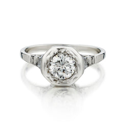 Platinum Art Deco Diamond Engagement Ring. 0.60ct Euro