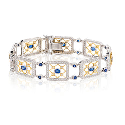 18kt White and Yellow Gold Blue Sapphire and Diamond Bracelet