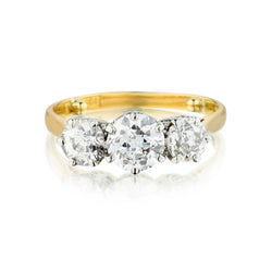 18kt Yellow Gold and Platinum 3-Stone Diamond Vintage Ring. 2.05ct Tw