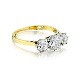 18kt Yellow Gold and Platinum 3-Stone Diamond Vintage Ring. 2.05ct Tw
