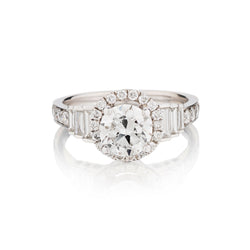 18kt White Gold Art Deco Inspired Diamond Ring.