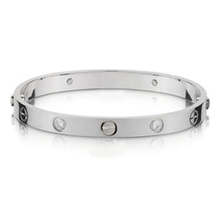 Cartier 18KT White Gold Love Collection Diamond Bangle Size 17.
