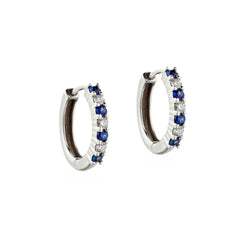 Birks 18kt White Gold Blue Sapphire and Diamond Huggies Earrings