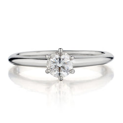 Tiffany & Co. Platinum solitaire ring. 0.72 carat weight.