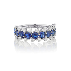 Ladies 18kt White Gold Blue Sapphire and Diamond Ring