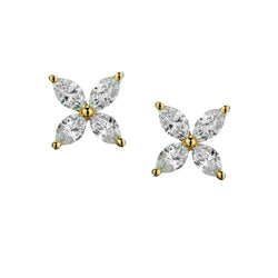 18kt Yellow Gold Diamond Marquise Cut Stud Earrings. 8 x 0.62ct Tw