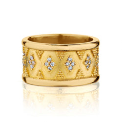 Ladies 22kt Yellow Gold and Diamond Wide Band
