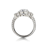 Ladies 18kt White Gold 3-Stone Diamond Ring. 3.31ct Tw Brilliant Cut Diamonds. GIA Cert