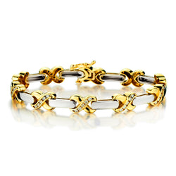 14kt Yellow and White Gold Diamond "X " Bracelet. 1.50ct Tw