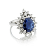 Ladies 18kt White Gold Blue Sapphire and Diamond Cluster Ring