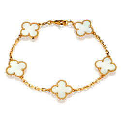 Van Cleef & Arpels 5 Motif Mother of Pearl Vintage Alhambra Collection Bracelet