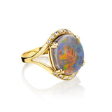 Beautiful Handmade Opal Dress Ring in 18kt Yellow Gold
