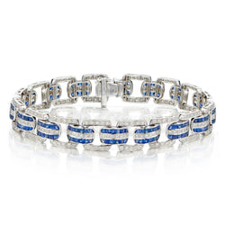 18kt White Gold Blue Sapphire and Diamond Bracelet.
