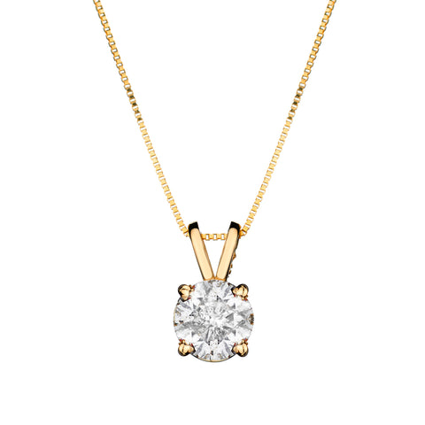 14kt Yellow Gold Natural Diamond Solitaire Pendant