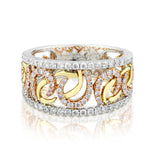 18kt Rose,Yellow and White Gold Diamond Band. 0.70ct Tw