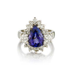Tanzanite and Diamond Cocktail Ring. 14Kt White Gold