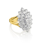 Impressive Large 14kt Yellow Gold Cluster Diamond Ring. 2.20 Carat Total Weight.
