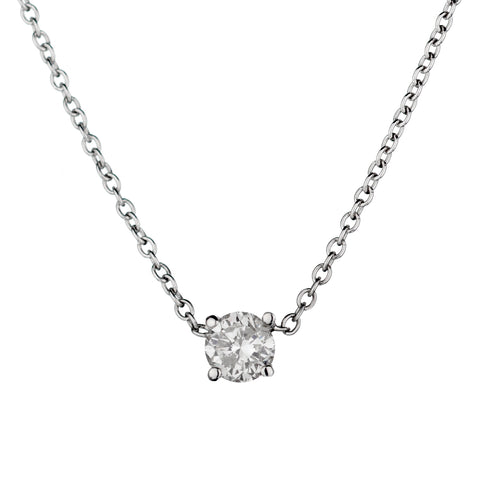 Ladies 18kt White Gold Diamond Pendant. 0.68ct Brilliant Cut Diamond.