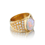 18kt Yellow Gold White Opal and Diamond Ring.