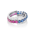 Ladies 14kt White Gold Ruby, Blue Sapphire and Diamond. 2 in 1 Ring