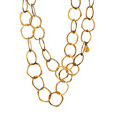 Toni Cavelti Multi Ring Chain in 18kt Yellow Gold. 28" (L). 50 Grams