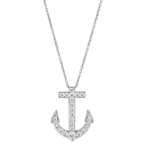 Tiffany & Co Platinum Anchor Diamond Necklace.