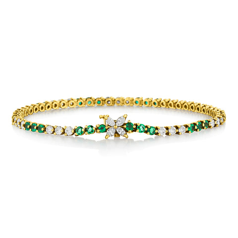 Tiffany & Co Emerald  and Diamond "Victoria Collection" Bracelet.