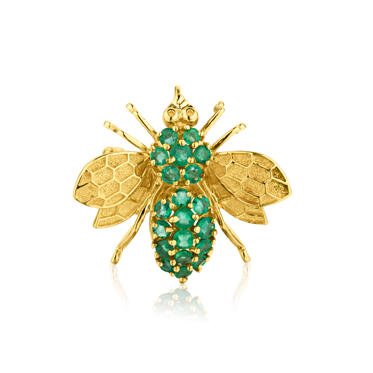 14kt Yellow Gold and Green Emerald Bee Brooch Pendant – Van Rijk