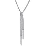 18kt White Gold Shimmering Scarf Necklace With Tassles. Made in Italy