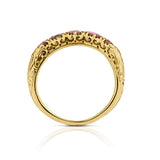 Vintage 18kt Rose Gold 5 Stone Ruby Ring. English. Circa 1940