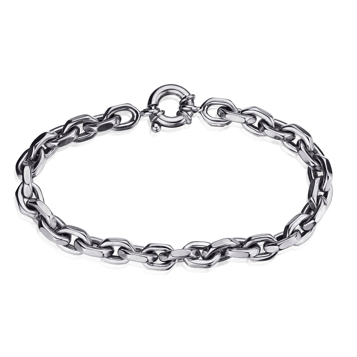 18kt White Gold Open Link Bracelet. Made in Italy Van Rijk