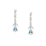 Ladies 18kt White Gold Diamond And Aquamarine Drop / Pendant Earrings.