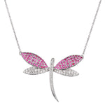 18kt White Gold Pink Sapphire and Diamond Dragonfly