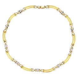 Ladies 18kt Yellow and White Gold Diamond Scalloped Necklace